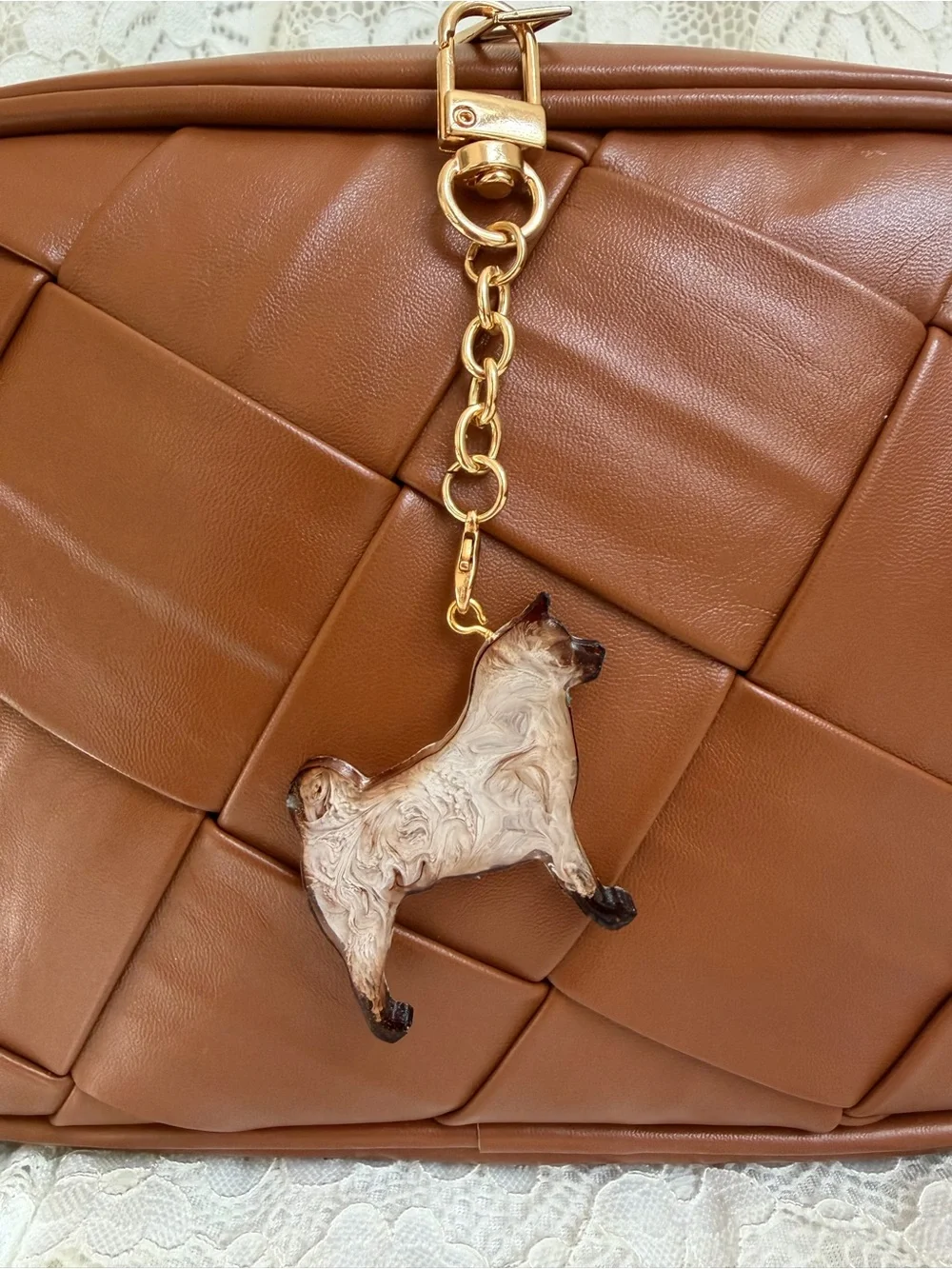 Handmade Epoxy Resin Husky Dog Bag Charm